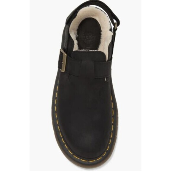 Dr. Martens Jorge II Clogs Black Faux Fur Lined Leather Slingback Mules - Picture 5 of 8